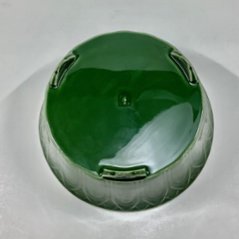 錦茶緑釉渕金 剣先彫り袋足向付　14㎝画像