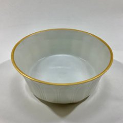 錦クリーム釉渕金 剣先彫り袋足向付　14㎝画像