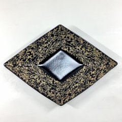 錦黒マット釉金ペルシャ 菱形向付　27㎝の画像