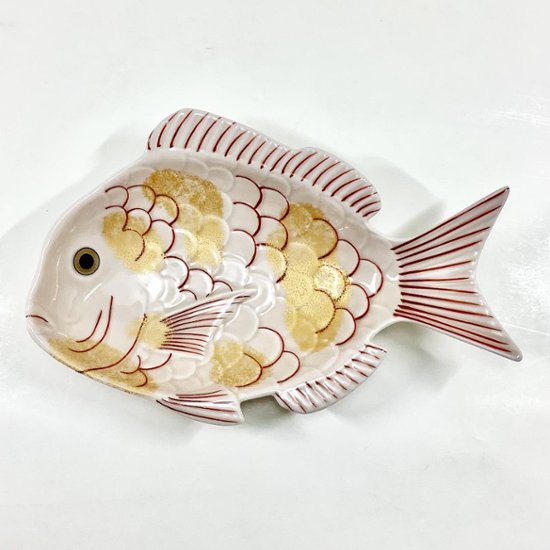 錦薄桜金叩鯛形向付　21㎝画像