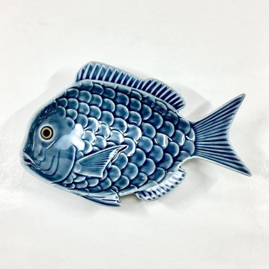 錦青鈍釉鯛形向付　　　21㎝画像
