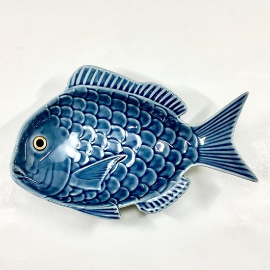 錦青鈍釉鯛形大向付　23㎝画像