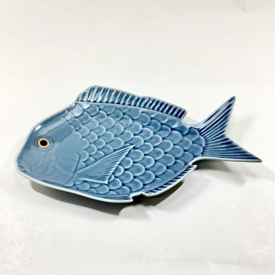 錦青鈍釉鯛形大盛皿　28㎝画像