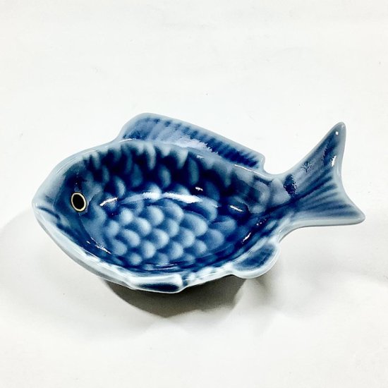 錦青鈍釉鯛形小付　　9.5㎝画像