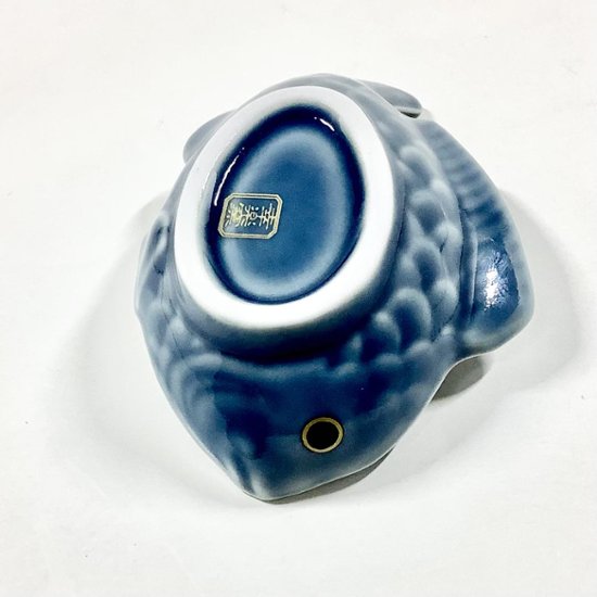 錦青鈍釉鯛形小付　　9.5㎝画像