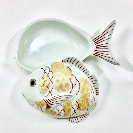 錦金叩鯛形蓋物　　　17㎝画像