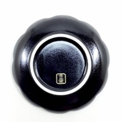 錦黒ﾏｯﾄ銀きらめき八重梅小皿　9㎝画像