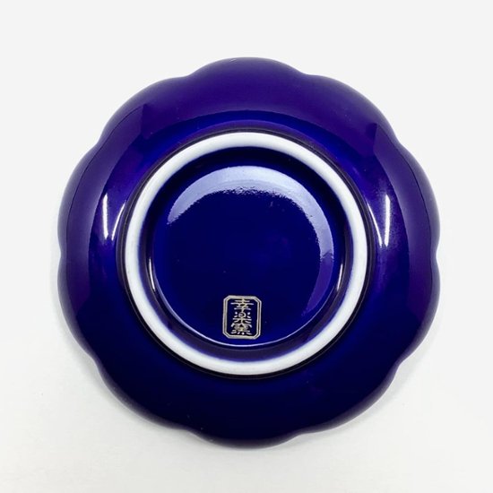 錦ルリ釉金きらめき八重梅小皿　9㎝画像