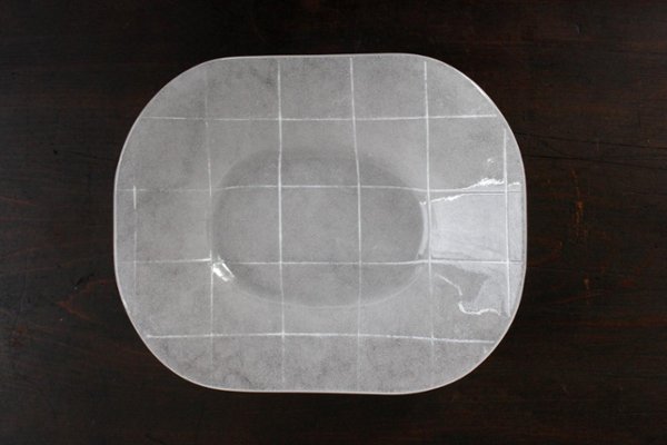 オオタ硝子研究室　楕円格子浅鉢　ホワイトの画像