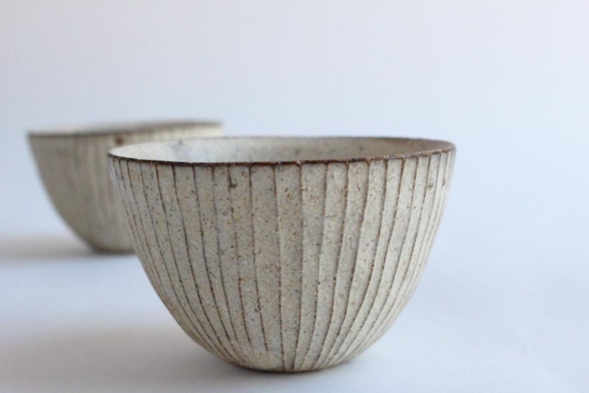 鈴木　進　粉引線紋湯呑み　丸画像