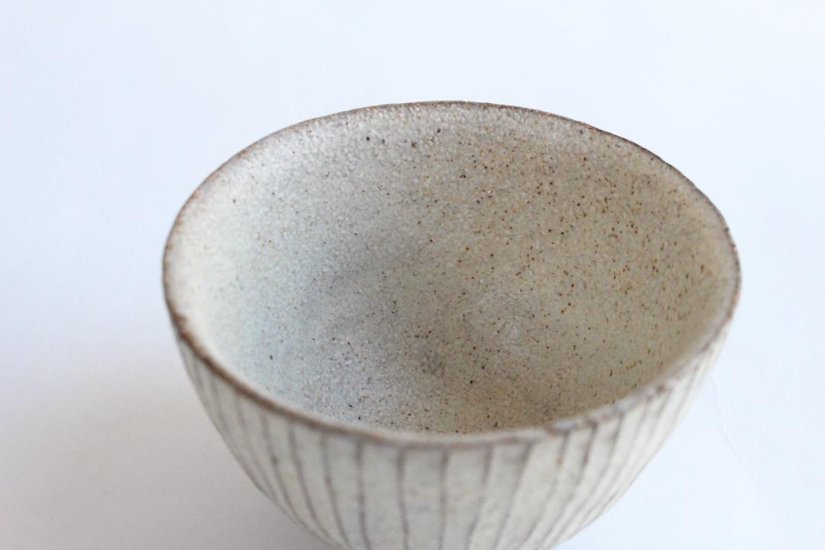 鈴木　進　粉引線紋湯呑み　丸画像