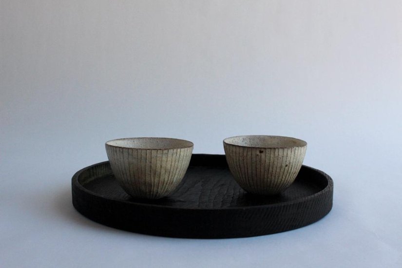 鈴木　進　粉引線紋湯呑み　丸画像