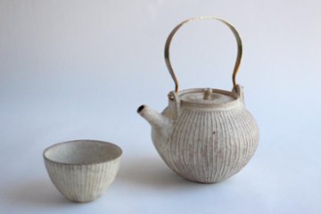 鈴木　進　粉引線紋湯呑み　丸画像