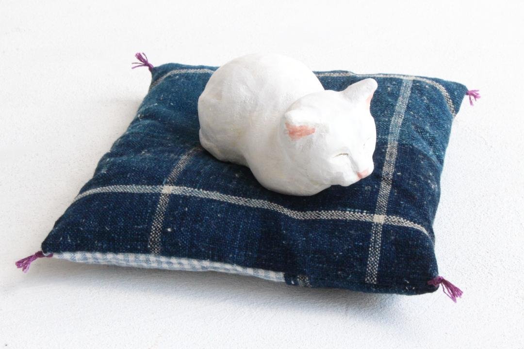 浅野 玲 アンティークブリキ アクリル画 額縁入 「猫と古いもの