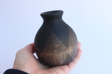 北野　史　ウォールナット染めの花器画像