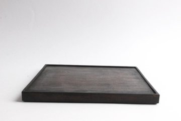 徒爾　くりぬき角盆1尺　サクラ黒漆（国産/松煙）の画像