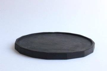 徒爾　くりぬき浅盆9寸　サクラ黒漆（国産/松煙）の画像