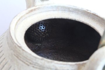 鈴木　進　粉引線紋急須（金具取手）画像