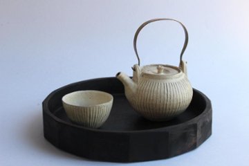 鈴木　進　粉引線紋急須（金具取手）画像