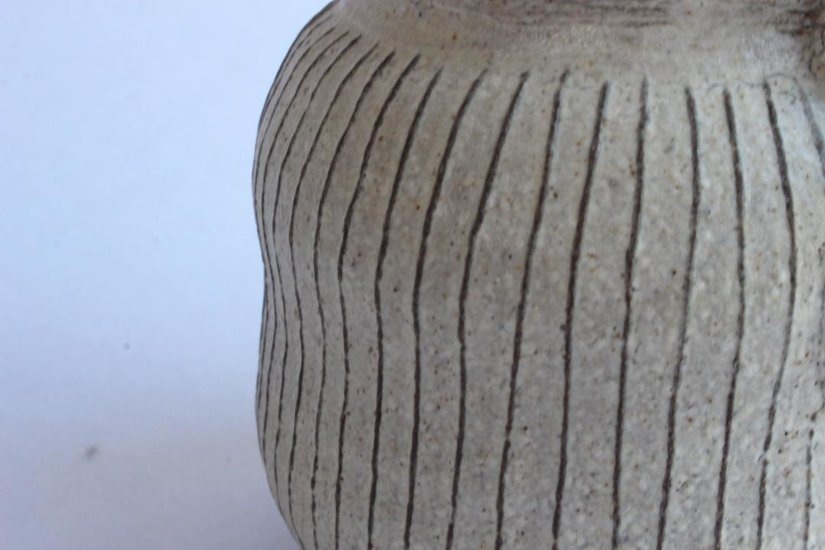 鈴木　進　粉引線紋急須（金具取手）画像