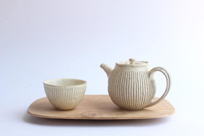 鈴木　進　粉引しのぎポット画像