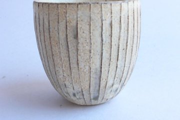 鈴木　進　粉引線紋　湯呑み画像