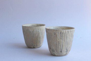 鈴木進　粉引線紋フリーカップ大画像