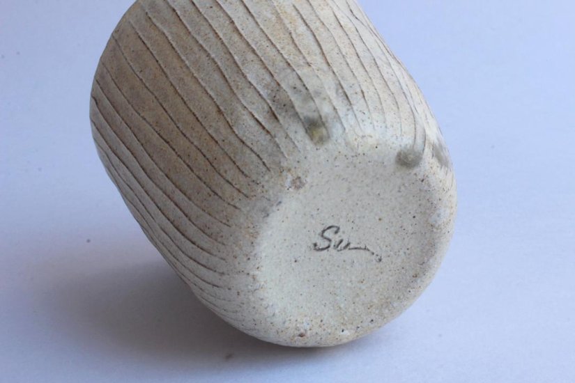 鈴木進　粉引線紋フリーカップ大画像