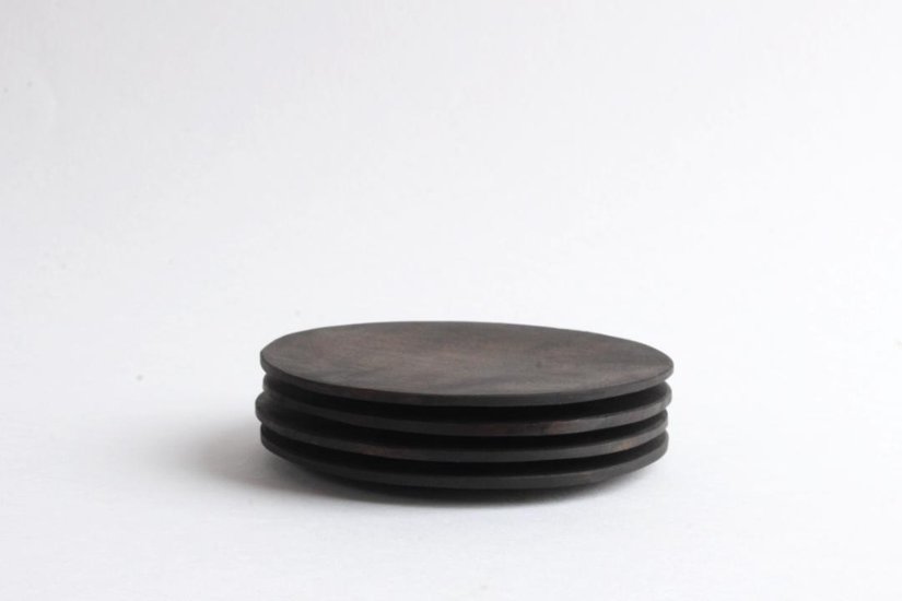 徒爾　丸小皿薄　サクラ黒漆（国産/松煙）画像