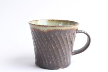 伊藤　豊　しのぎマグカップ　焦茶画像