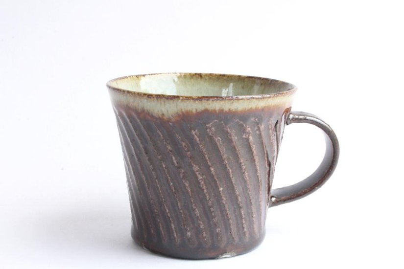 伊藤　豊　しのぎマグカップ　焦茶画像