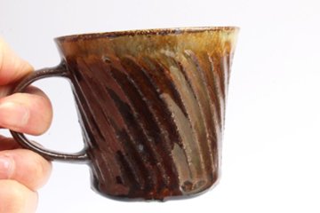 伊藤　豊　しのぎマグカップ　焦茶画像