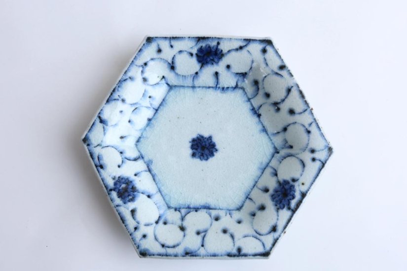 小峠貴美子　六角皿　大　唐草画像
