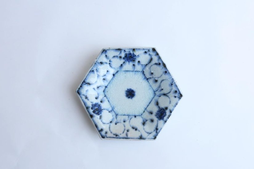 小峠貴美子　六角皿　小　唐草画像