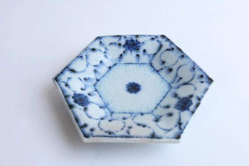 小峠貴美子　六角皿　小　唐草画像