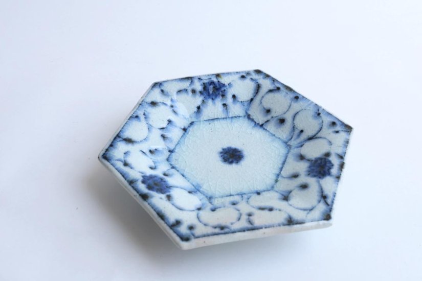 小峠貴美子　六角皿　小　唐草画像