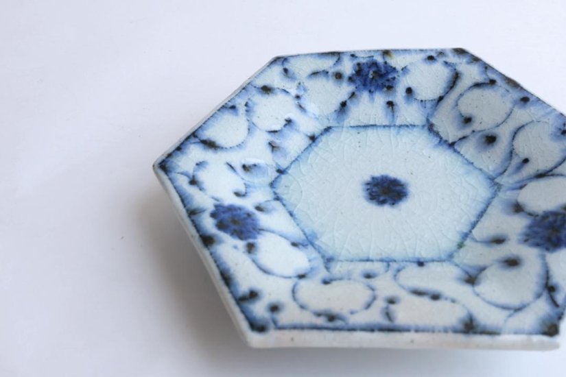 小峠貴美子　六角皿　小　唐草画像