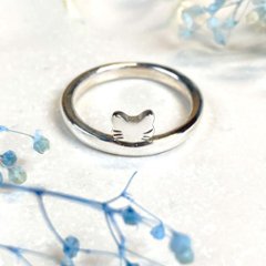 旅する猫リング｜ヒゲあり人気モデル・重ねて完成するペアリング（シルバー925・天然石カスタム可）画像