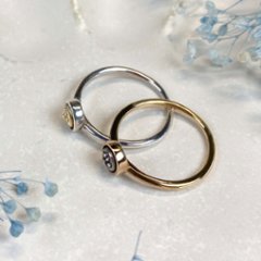 クラシック猫リング｜肉球カスタムできるシンプルリング（シルバー×18金・選べるデザイン）画像