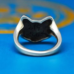 猫顔シルエットの印台リング｜面が光る大人の猫リング（シルバー925・18金・プラチナ）画像