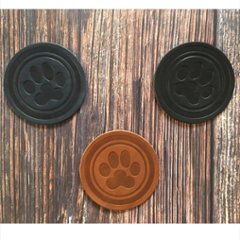 イタリアンレザーコースター｜肉球デザイン｜素押し・金箔押し｜本革画像