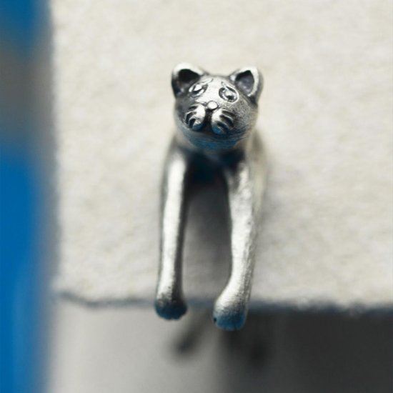 穴にはまって、こまり顔ねこピアス画像