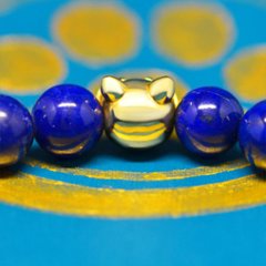 18金の８mm猫顔と8mmラピスラズリ（濃い色セレクト）画像