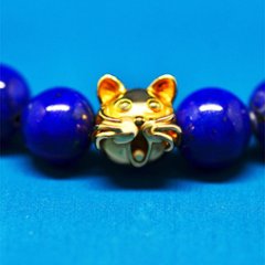 18金の８mm猫顔と8mmラピスラズリ（濃い色セレクト）画像
