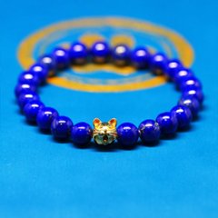18金の８mm猫顔と8mmラピスラズリ（濃い色セレクト）画像