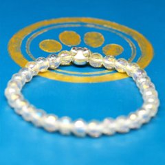 ８ｍｍの猫顔と６mmオーロラ水晶ブレスレット画像