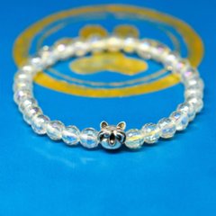 ８ｍｍの猫顔と６mmオーロラ水晶ブレスレット画像
