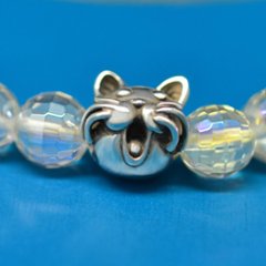 ８ｍｍの猫顔と６mmオーロラ水晶ブレスレットの画像