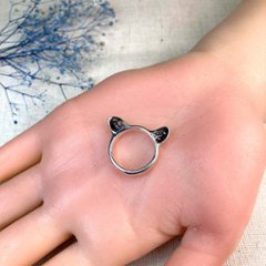 猫耳リング｜耳毛まで表現したリアル猫の耳リング（silver925・ペンダント対応）画像
