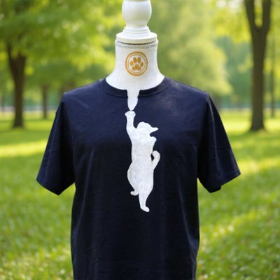 強制的VネックTシャツ  | 手描き猫｜一点物｜クラッシュデザイン｜ハンドペイントの画像